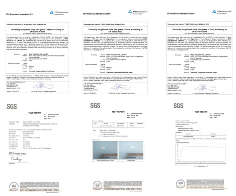 3.2mm 4.0mm Low Iron Float Tempered Glass with En12150
